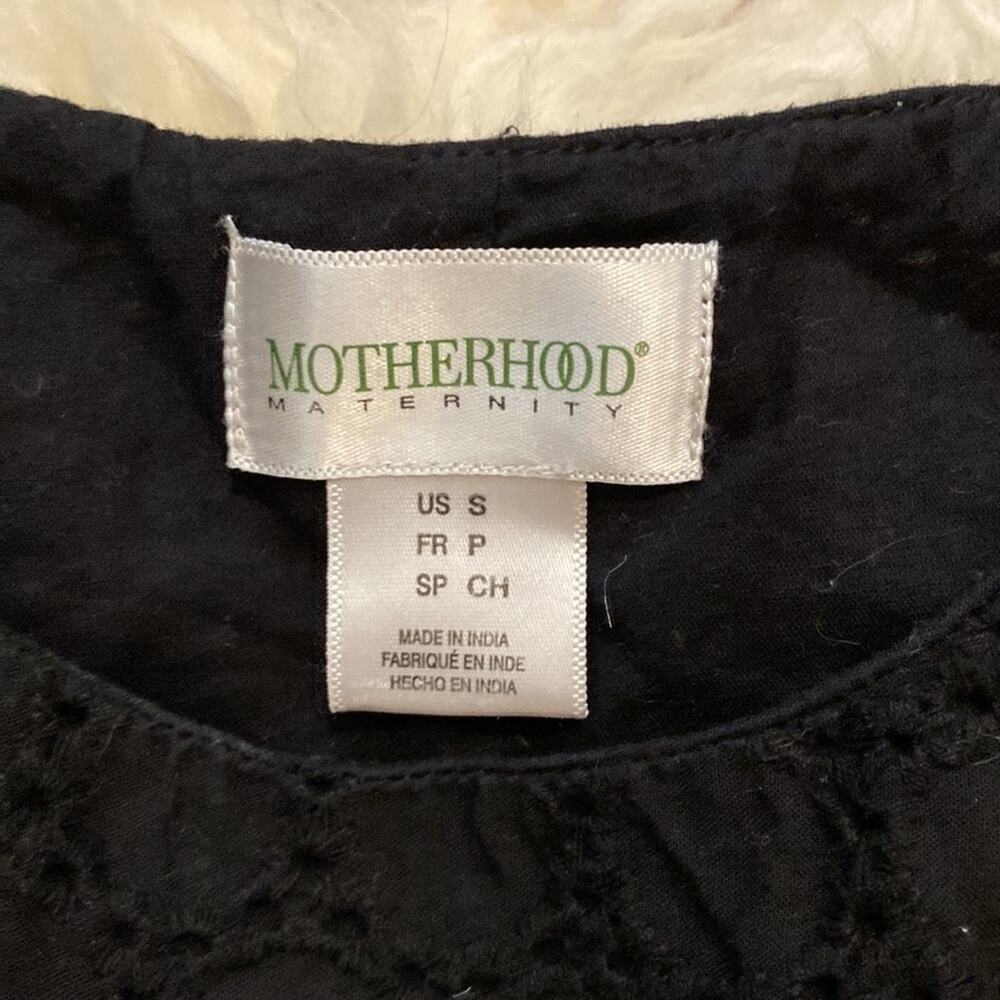 Motherhood Maternity Black Eyelet Sleeveless Midi Dress Sz S Cotton Tiered Hem - Picture 4 of 12